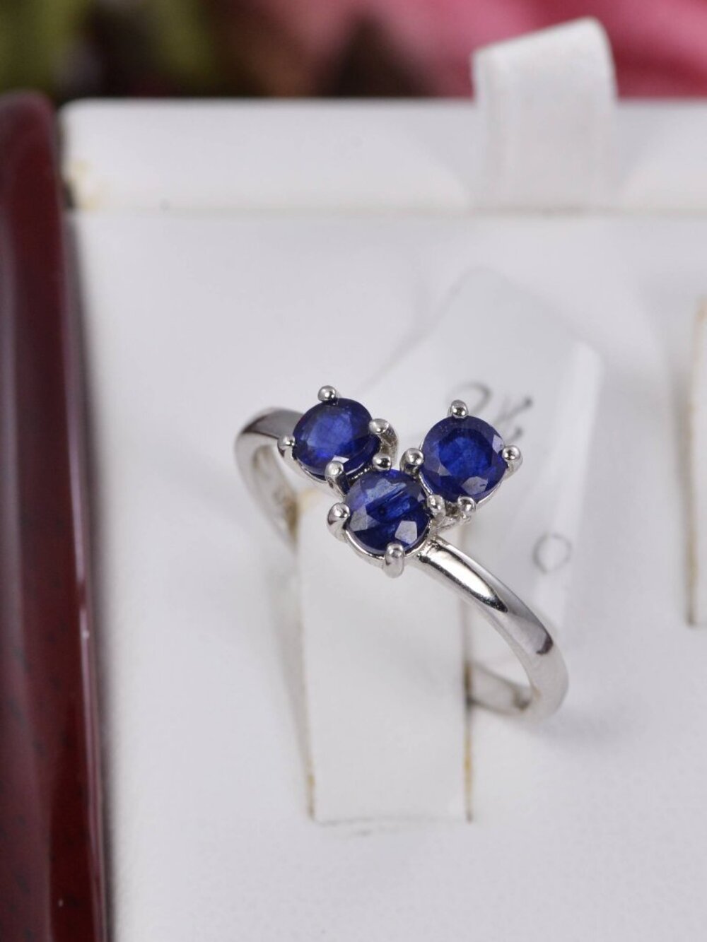 Genuine Natural Sapphire Ring 925 Sterling Silver, sz 8